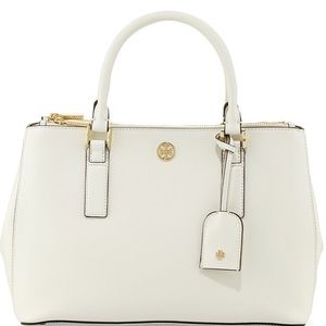 Tory Burch Robinson mini Double-zip tote in ivory